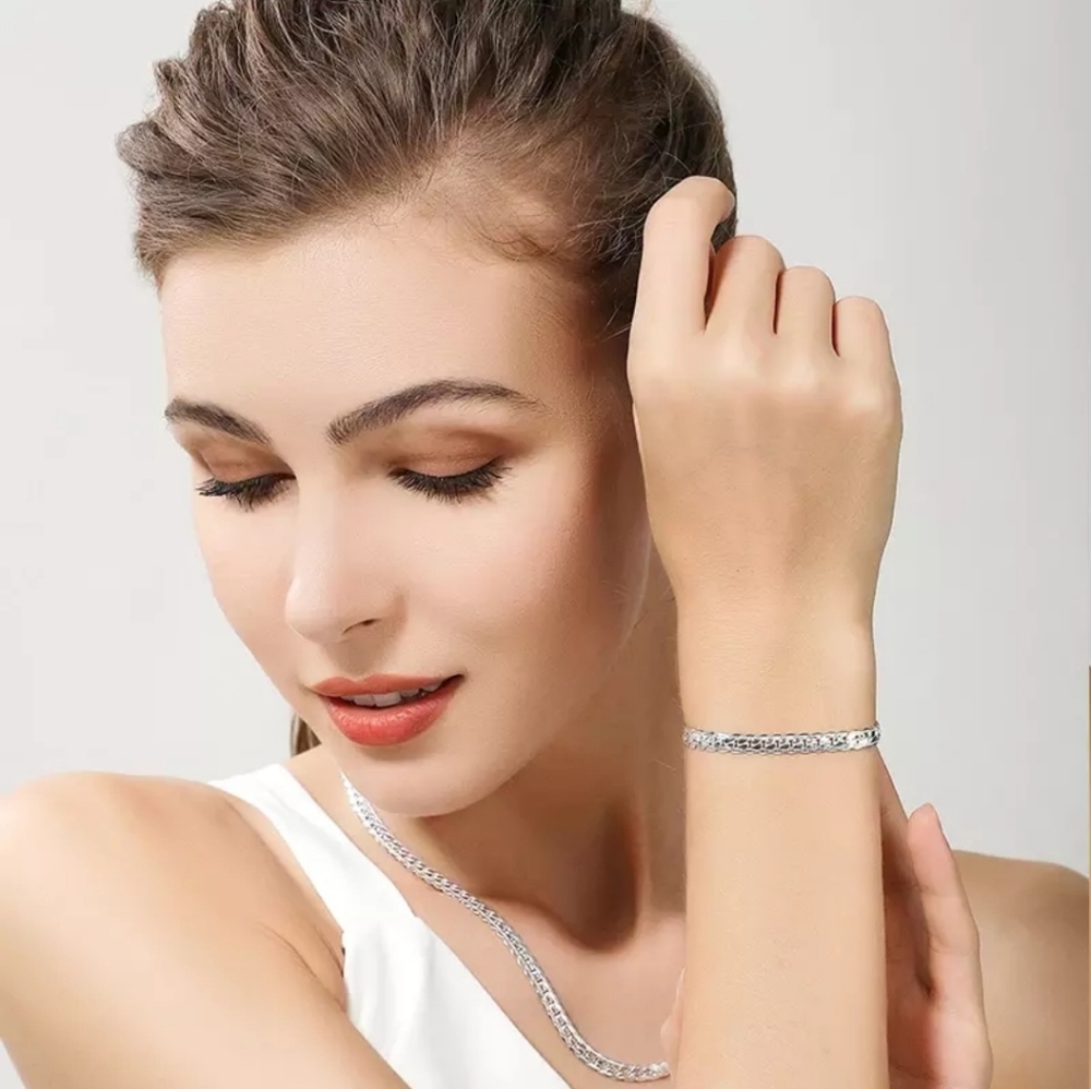 Platinum Sideway Chain Bracelet - Picture 3 of 4